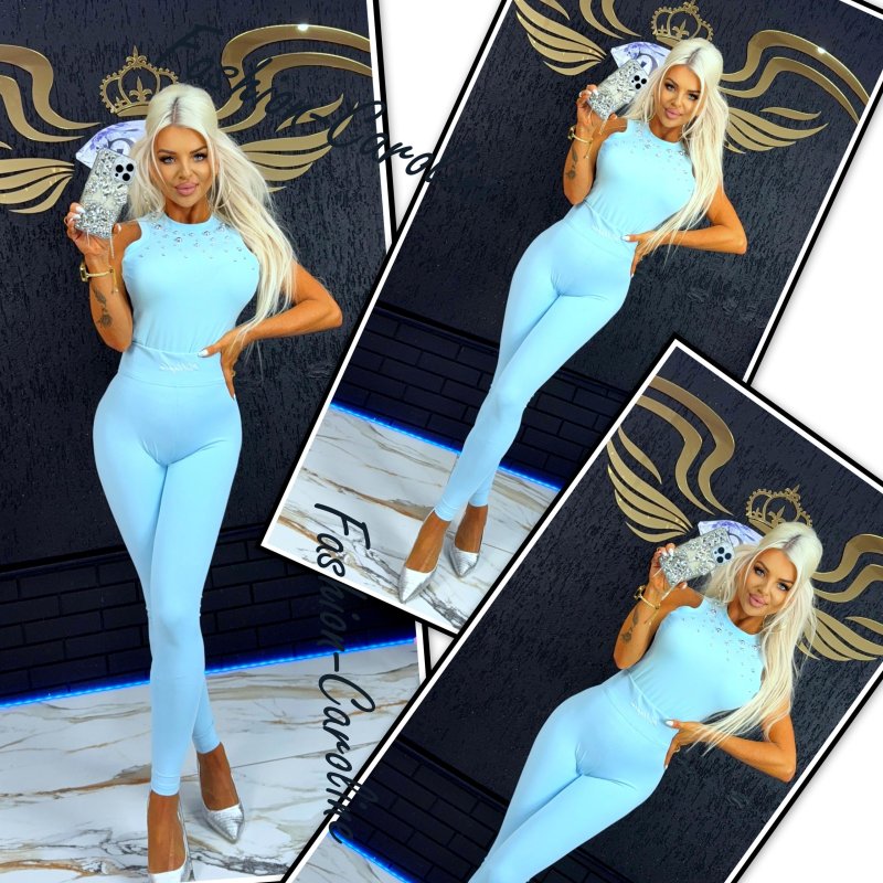 Bluzka baby blue, srebrne ozdoby S/M,  M/L  D107