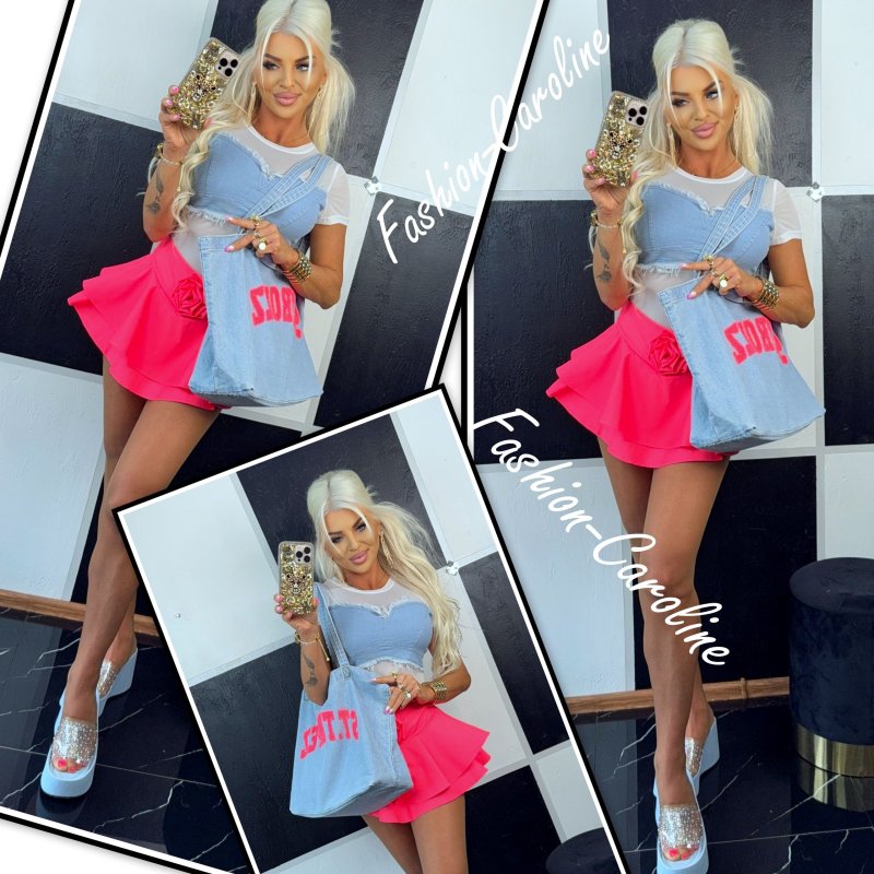 Klapki jeans na platformie, jasne niebieskie, srebrne cyrkonie	36, 37, 38, 39, 40, 41   A1043
