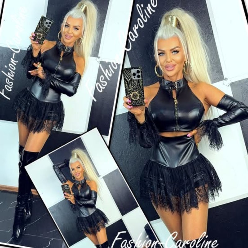 Bluzka czarna zapinana na zamek, klamerka plus  rękawki	 XS/S,  S/M, M/L