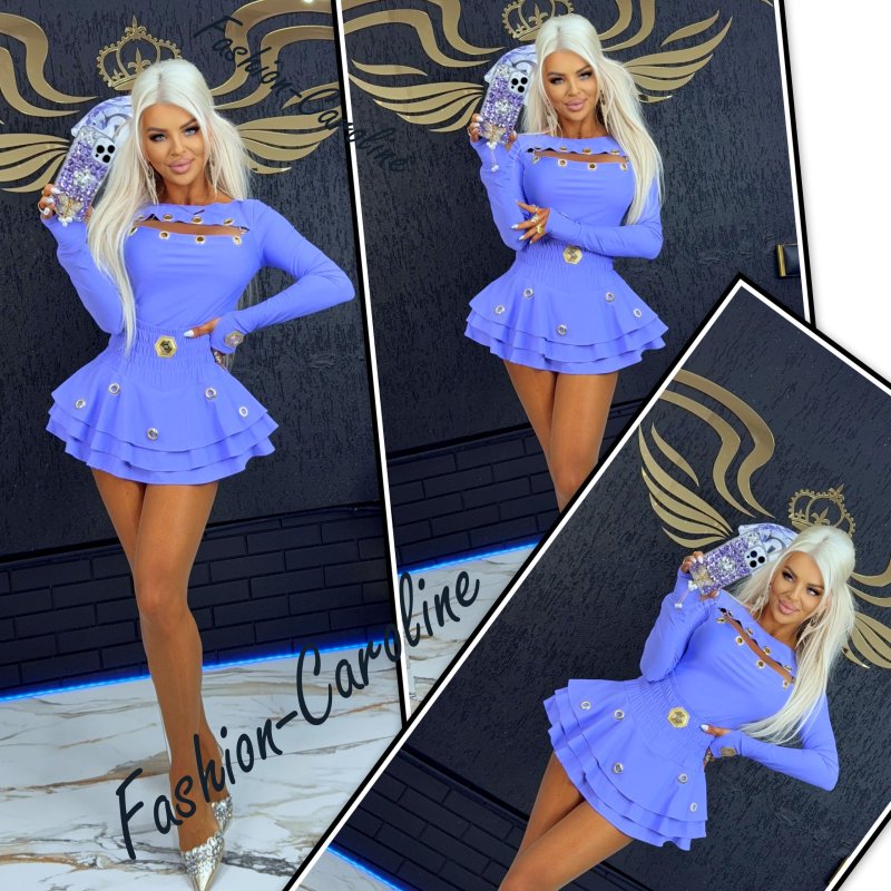 Bluzka fioletowa dekolt z wycięciem, złote kółeczka XS/S  S/M  M/L D51