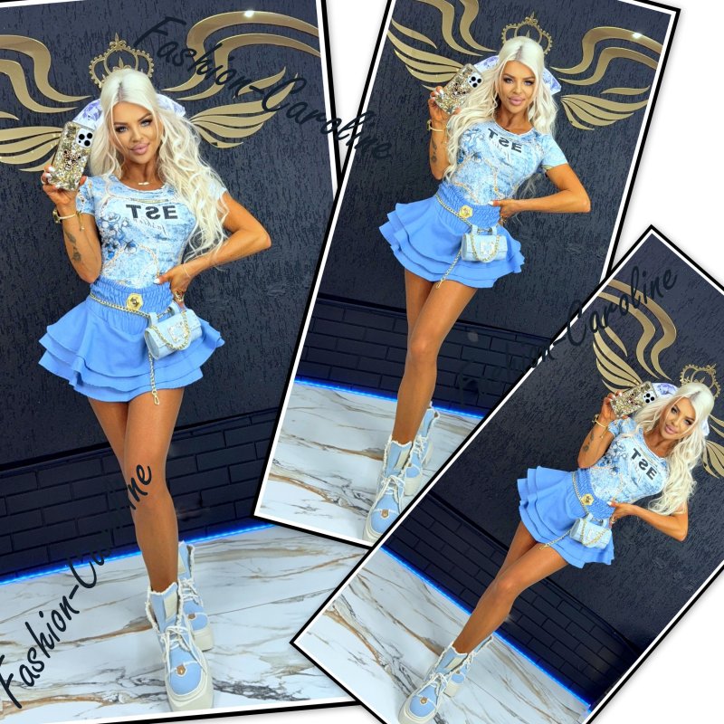 Bluzka niebiesko biała, łańcuchy S/M,  M/L D140