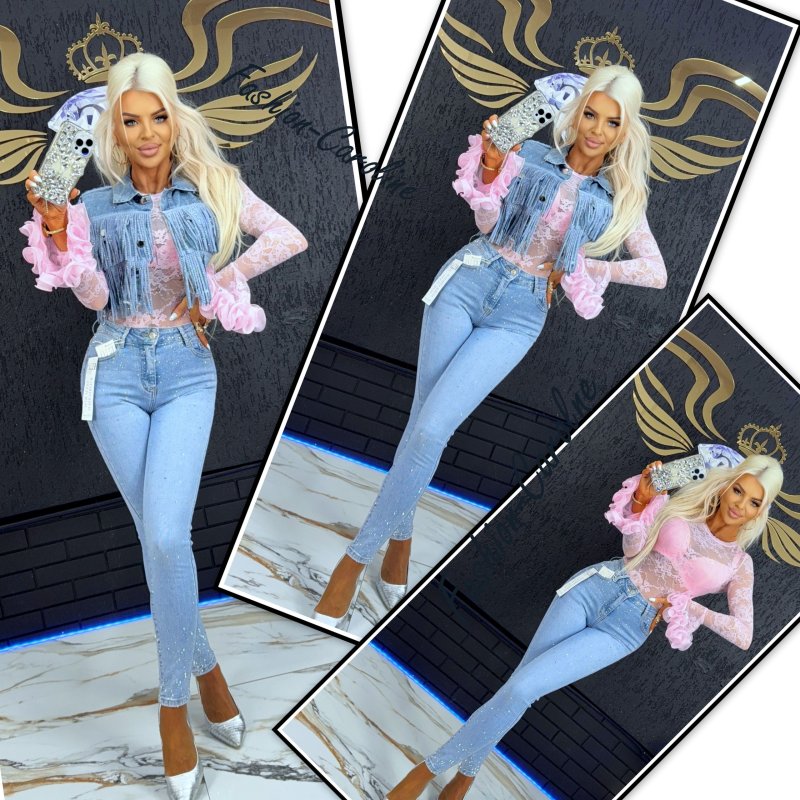 Body różówe koronkowe, rękawy z falbankami S/M,  M/L C886