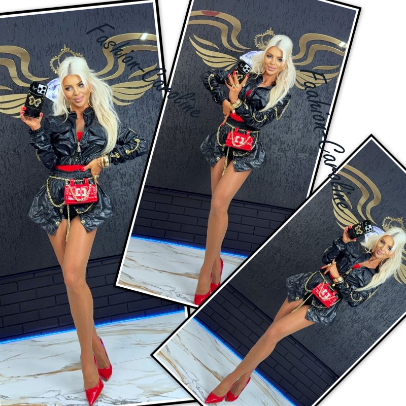 Spódniczka czarna ze spodenkami, złote kółeczka i łańcuszki XS/S M/L L/XL E214