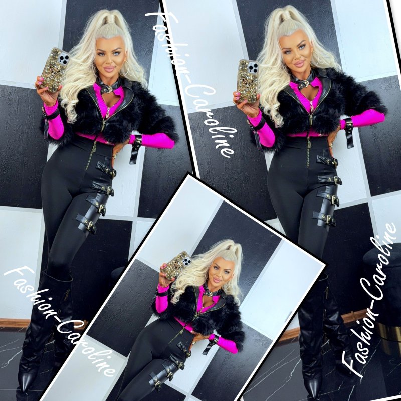 Futerko czarne łączone ze skórą, odpinane rękawy, kaptur	 XS, S,  M    C154	