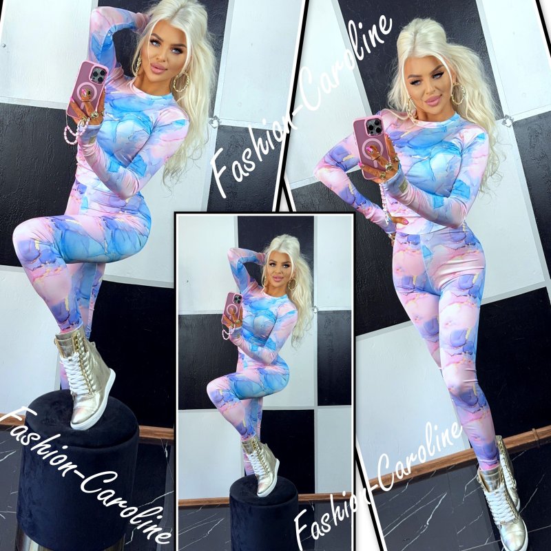 Legginsy róż z turkusem, marmur		 XS/S,   S/M,  M/L   A859