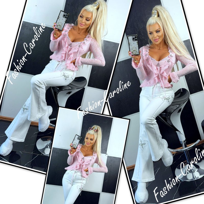 Top jasny róż wstawki koronki		 S/M,  M/L     A606